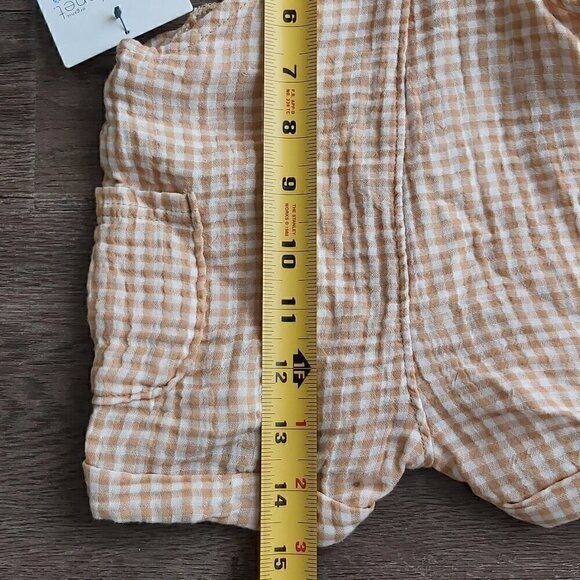 Little Planet by Carter's 100% Cotton Brown/White Plaid Overalls: Classic Style - Picture 4 of 7